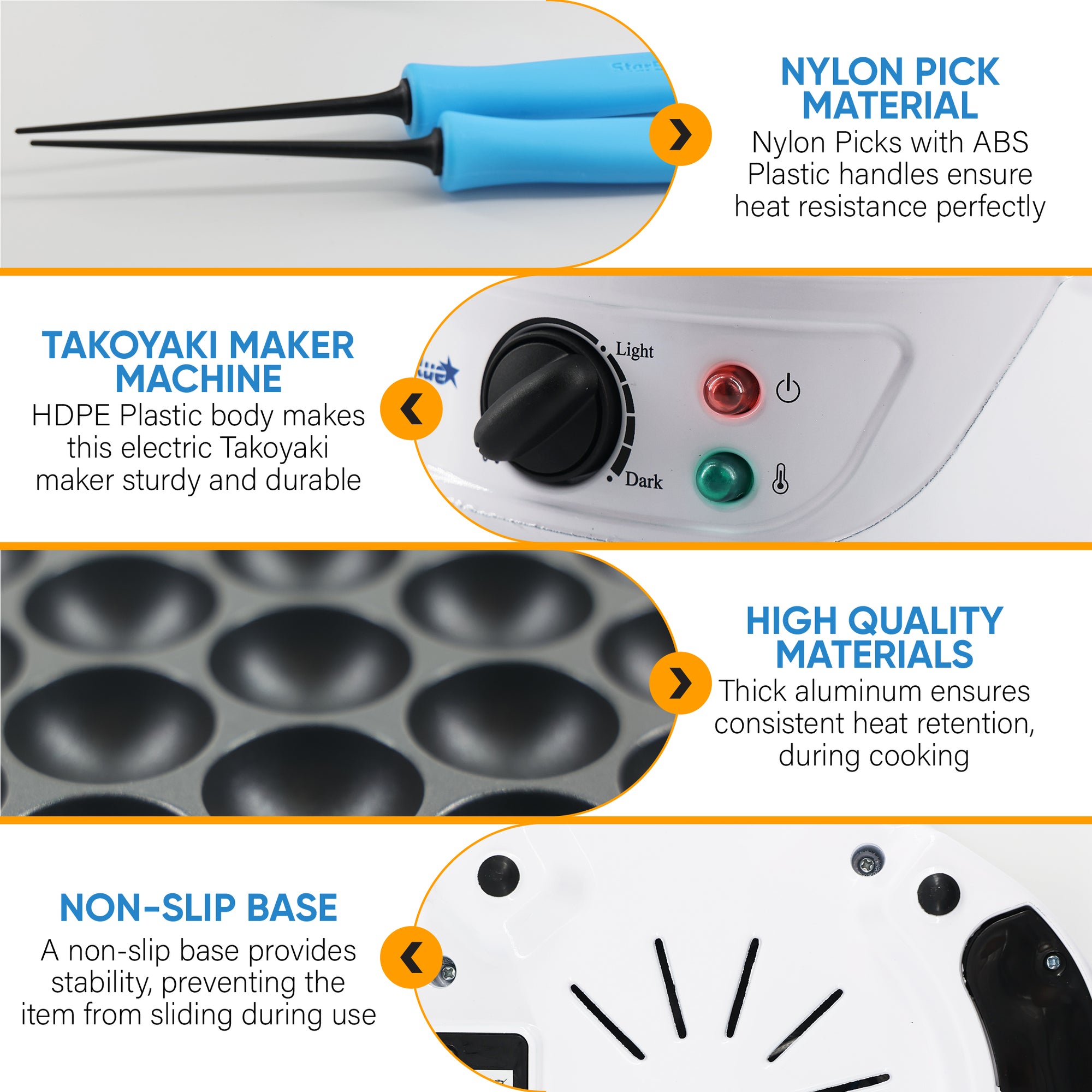 Takoyaki Maker Machine with Temperature Control and 2 Free Takoyaki Picks