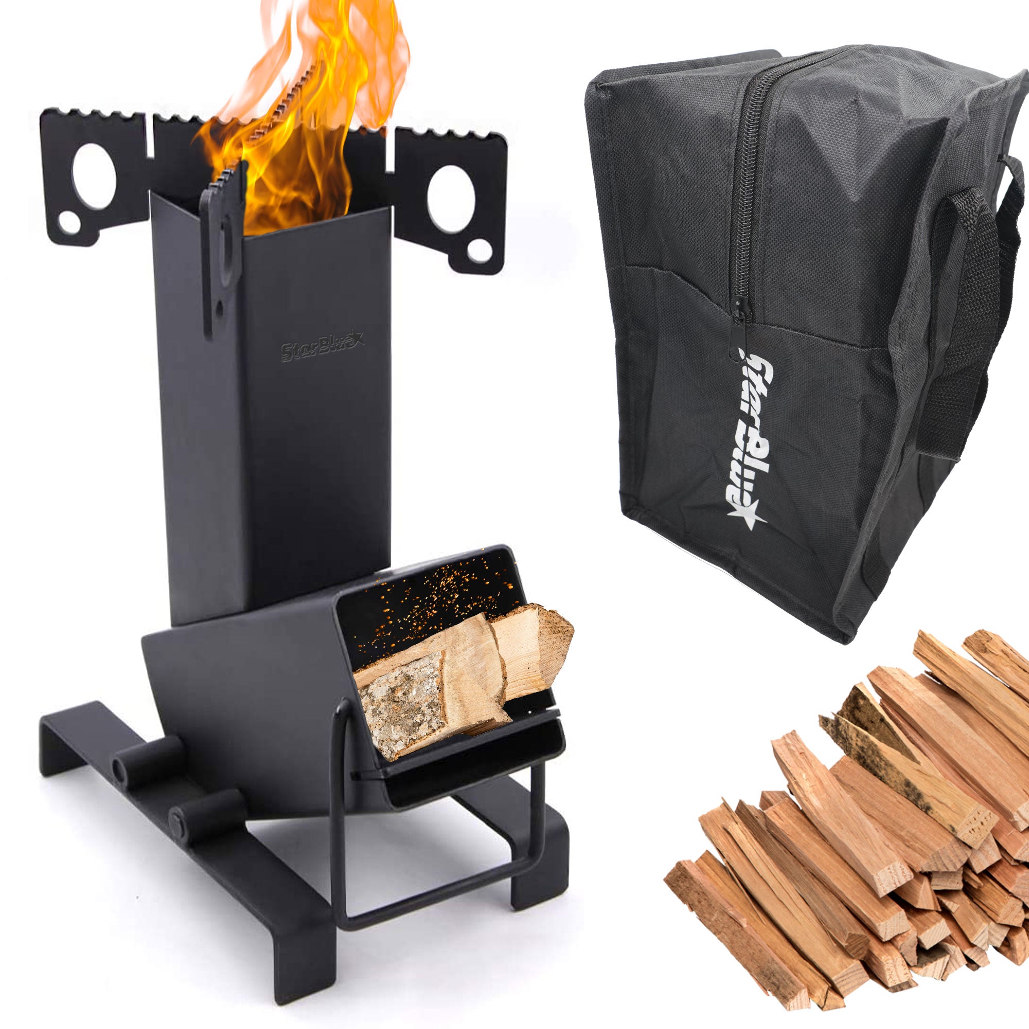 Collapsible Camping Rocket Stove with Free Carrying Bag