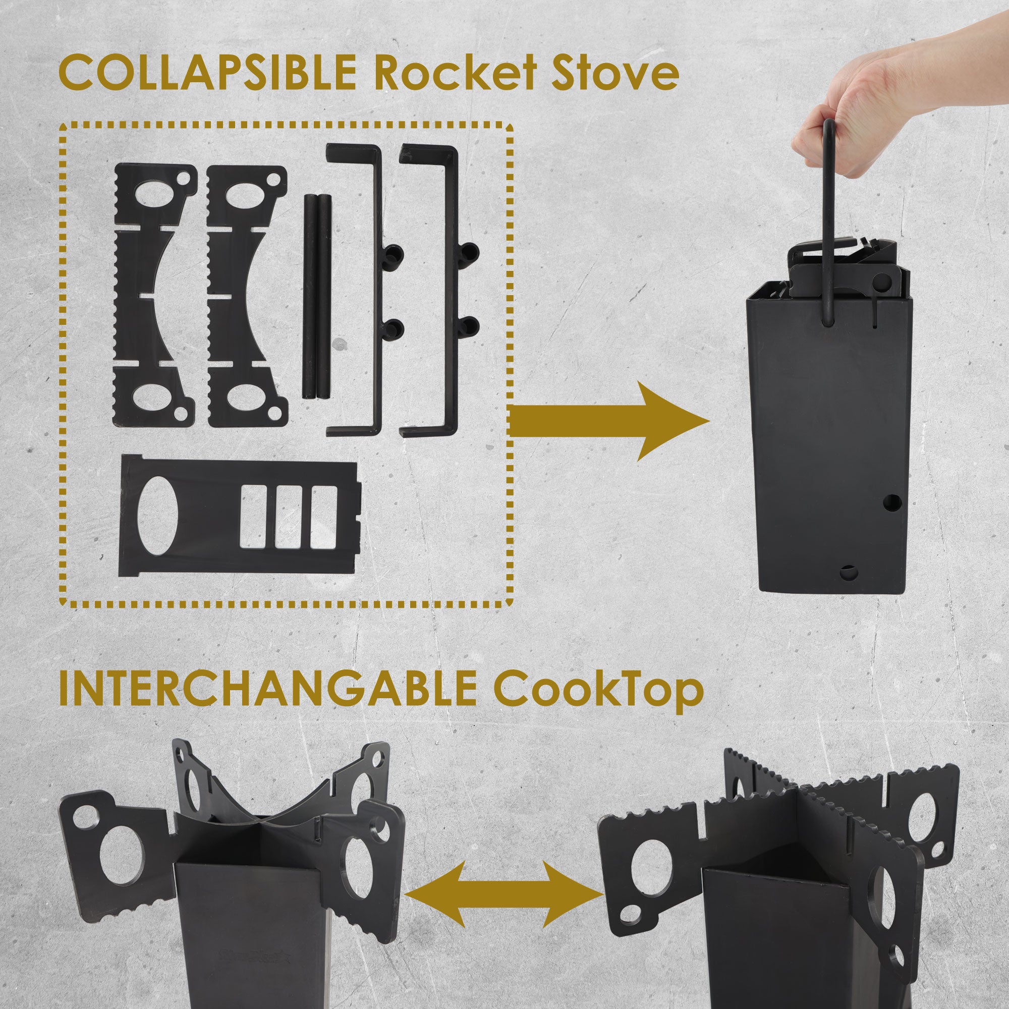 Collapsible Camping Rocket Stove with Free Carrying Bag