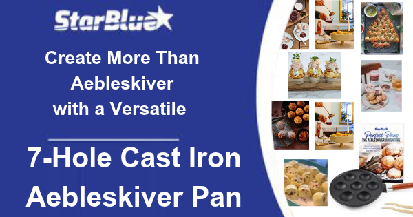 🍘 Create More Than Aebleskiver with a Versatile  7-Hole Cast Iron Aebleskiver Pan Detachable Wooden Handle
