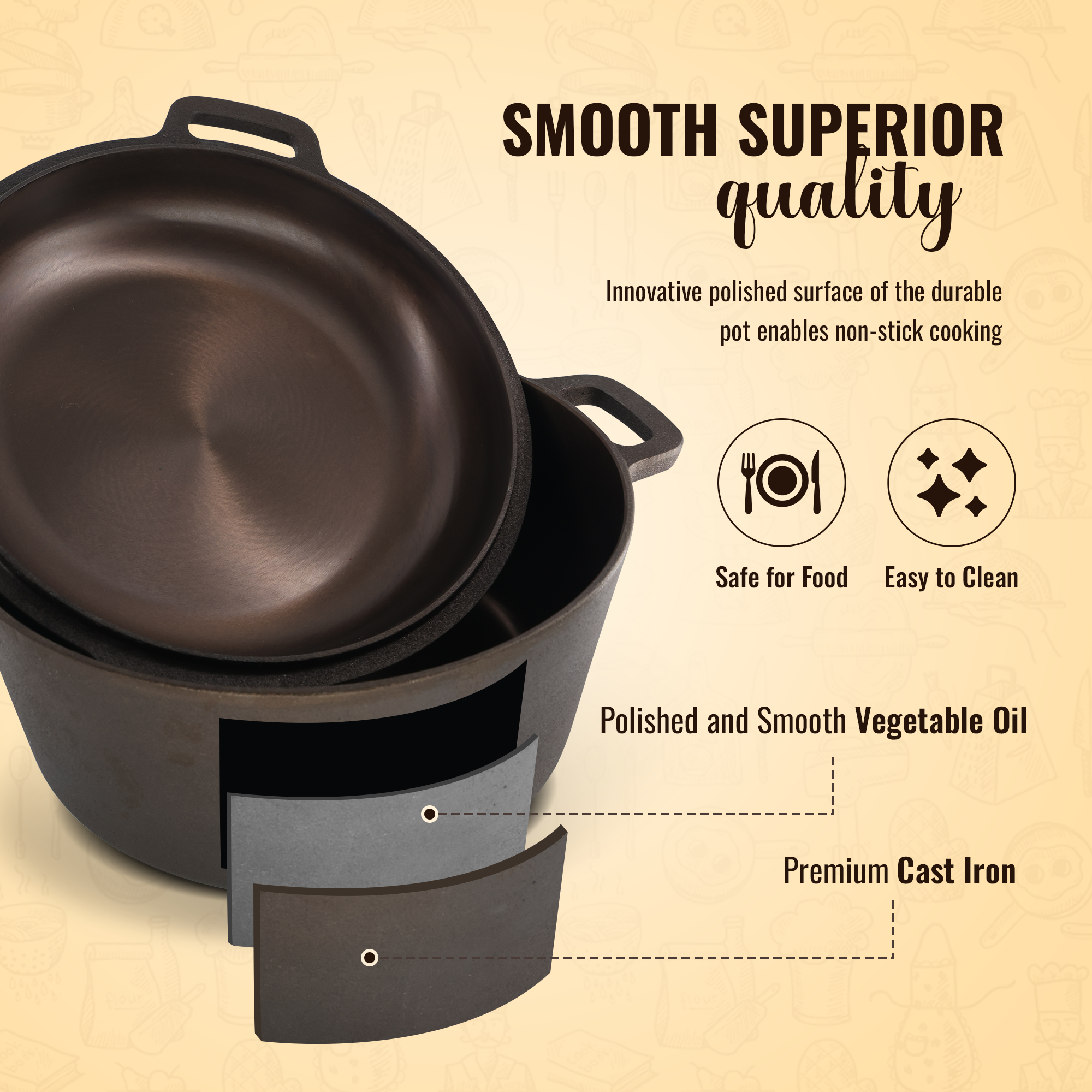 Smooth and Polished Cast Iron Dutch Oven