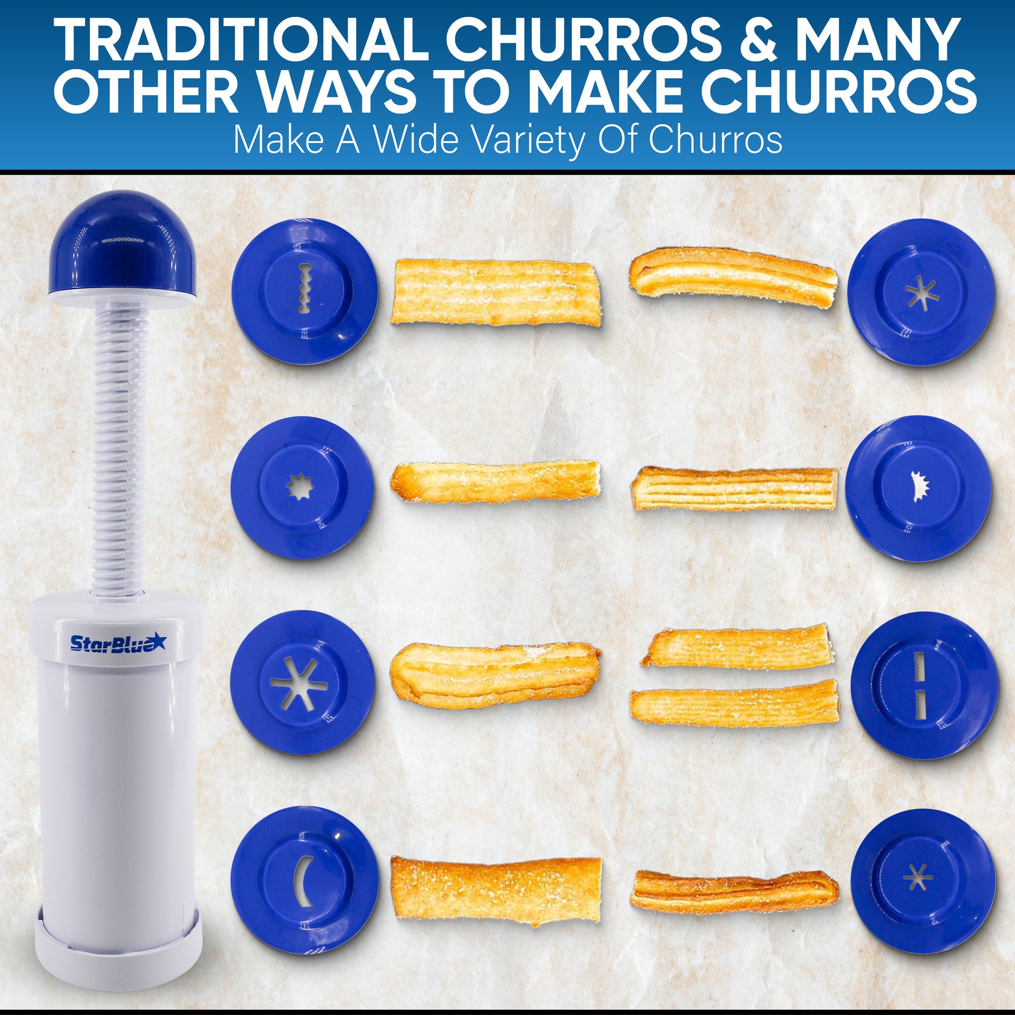 KneadEat Churro Maker Professional Churrera - Churros Gun Kit Set. Inclusief een spuitzak met een grote naald. QR e-recept inbegrepen - Churro Cookie Press (Gun Pro KneadEat Churro Maker Professional Churrera - Churros Gun Kit Set. Inclusief een spuitzak met een grote naald. QR e-recept inbegrepen - Churro Cookie Press (Gun Pro