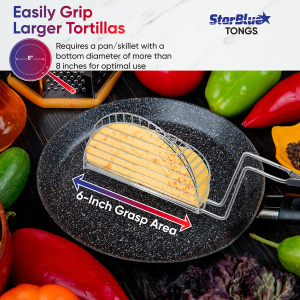 6 Inch Taco Shell Tongs for Frying - StarBlue