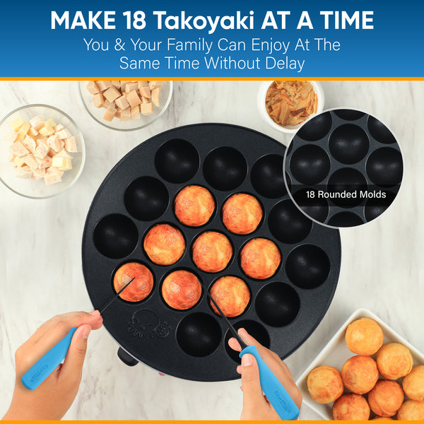 Takoyaki Maker Machine with Temperature Control and 2 Free Takoyaki Picks