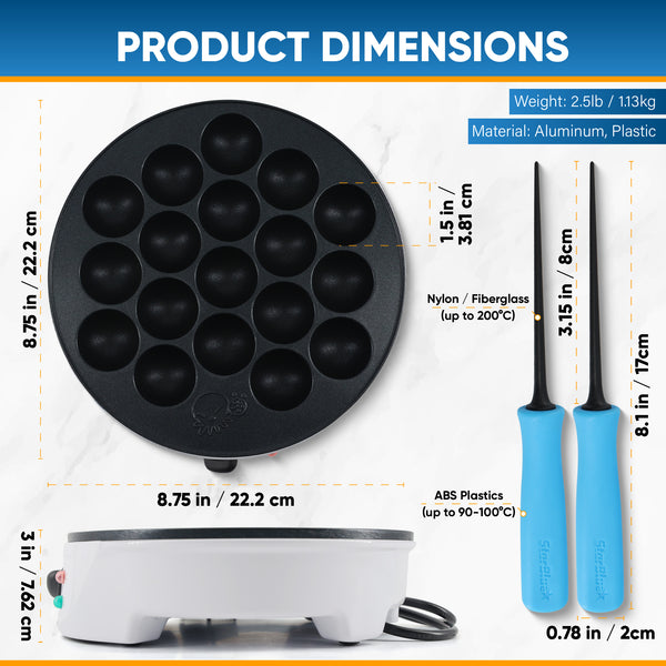 Takoyaki Maker Machine with Temperature Control and 2 Free Takoyaki Picks