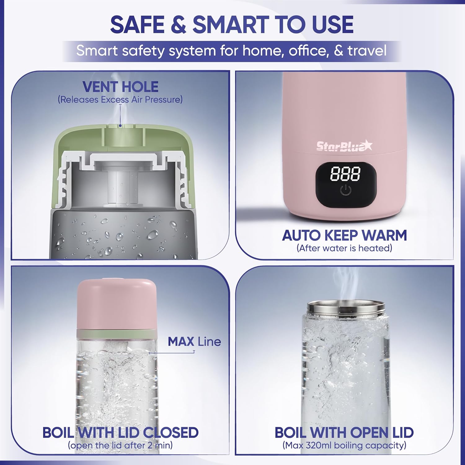 Portable Travel Kettle Pink