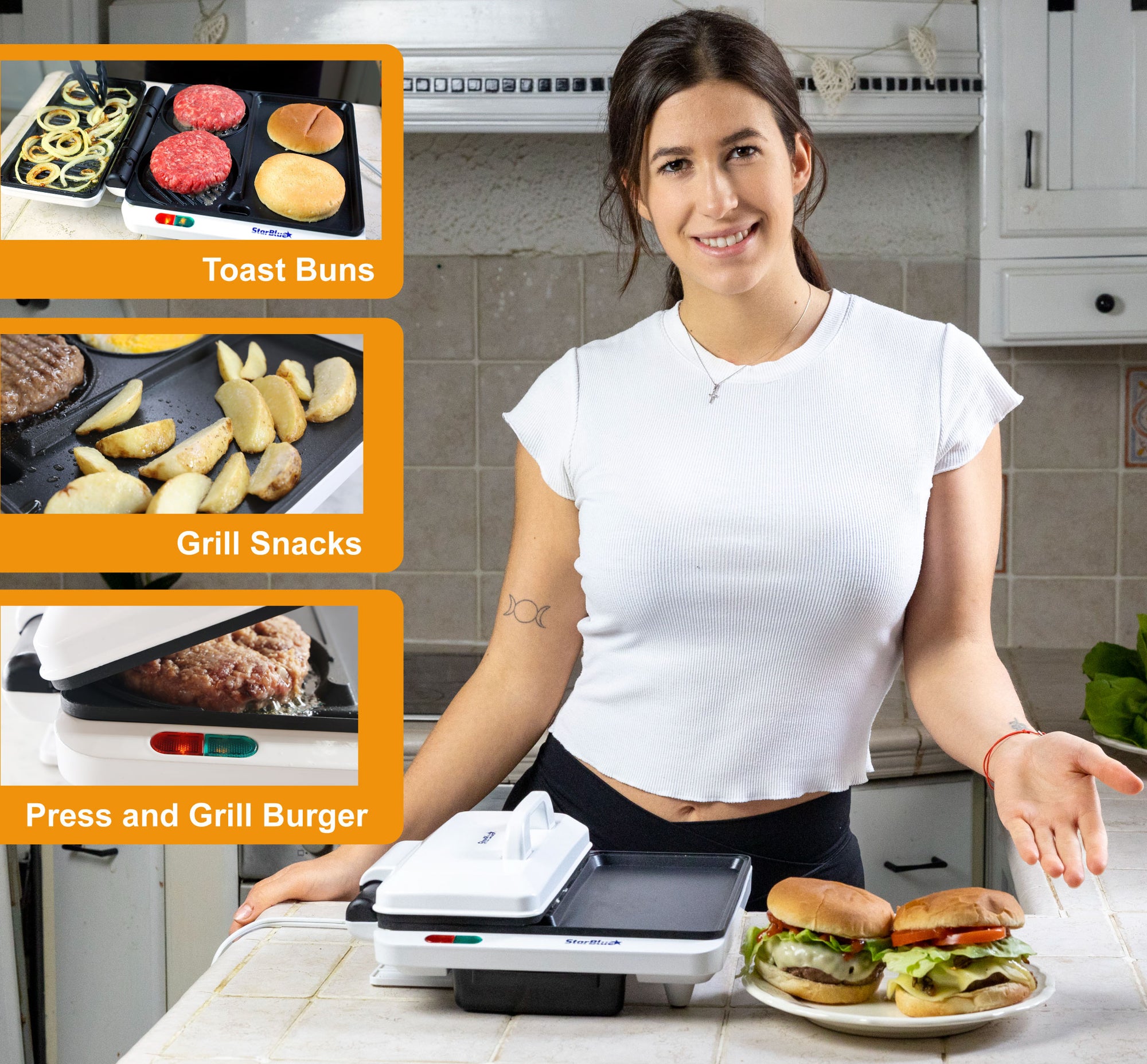 Hamburger Grill Maker with Free Recipes Book