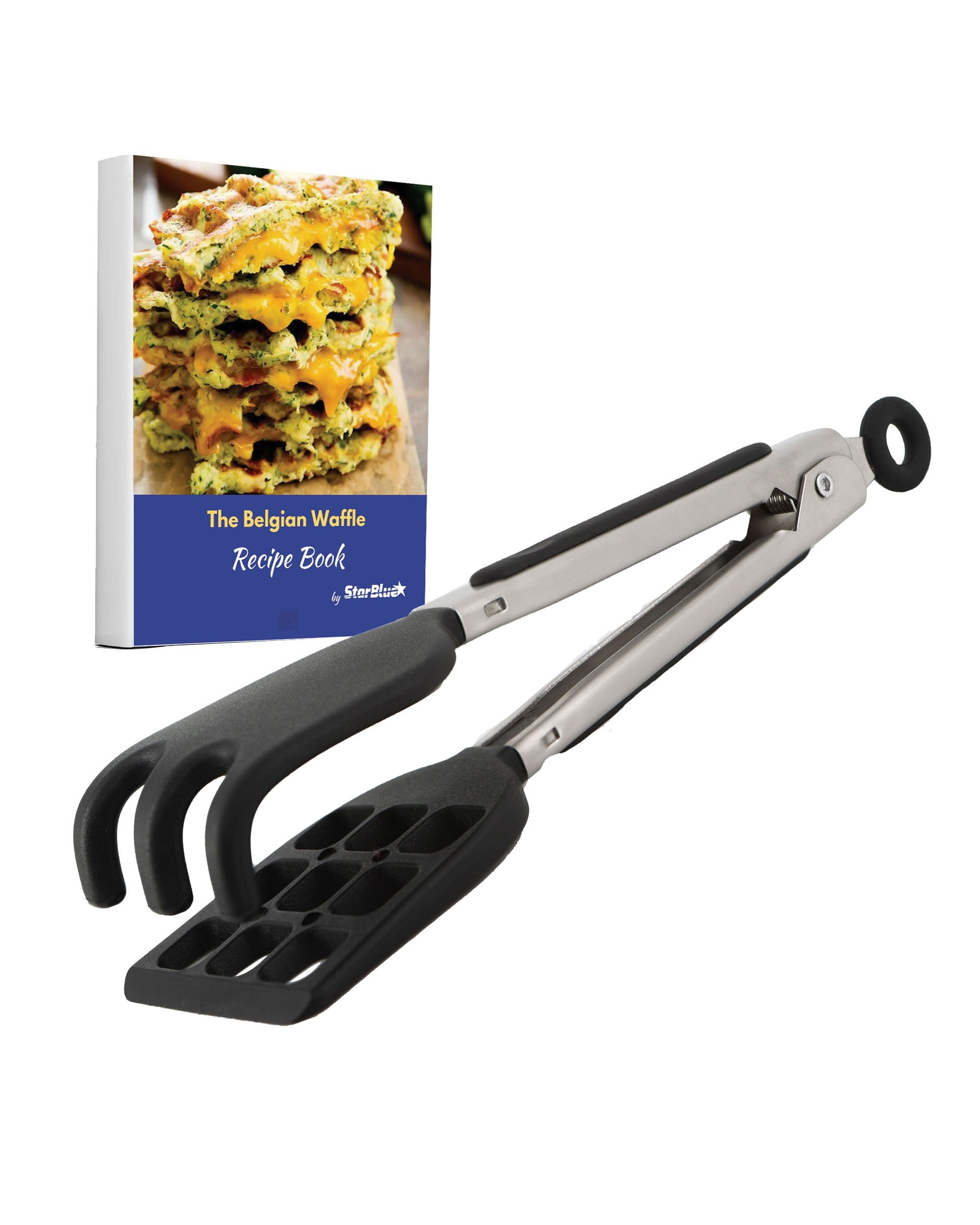 Mini Waffle Tongs by StarBlue – 8 Inches Silicone and Nylon Serving Tongs with Non-Slip Smooth Handles, Non-Scratch and Dishwasher Safe, Multipurpose