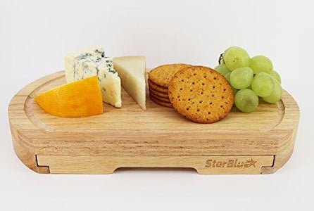 Cheese Board Set with 4 Knives and Slide Out Drawer - StarBlue