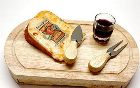 Cheese Board Set with 4 Knives and Slide Out Drawer - StarBlue