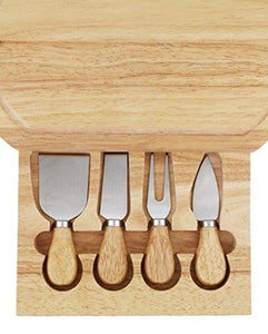 Cheese Board Set with 4 Knives and Slide Out Drawer - StarBlue