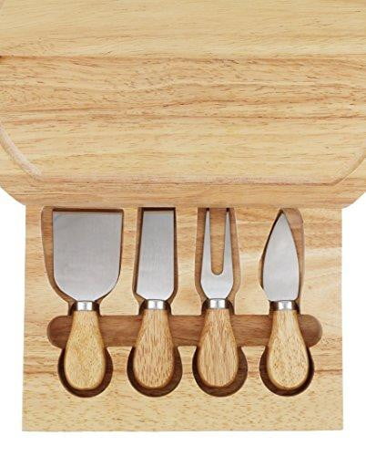 Cheese Board Set with 4 Knives and Slide Out Drawer - StarBlue