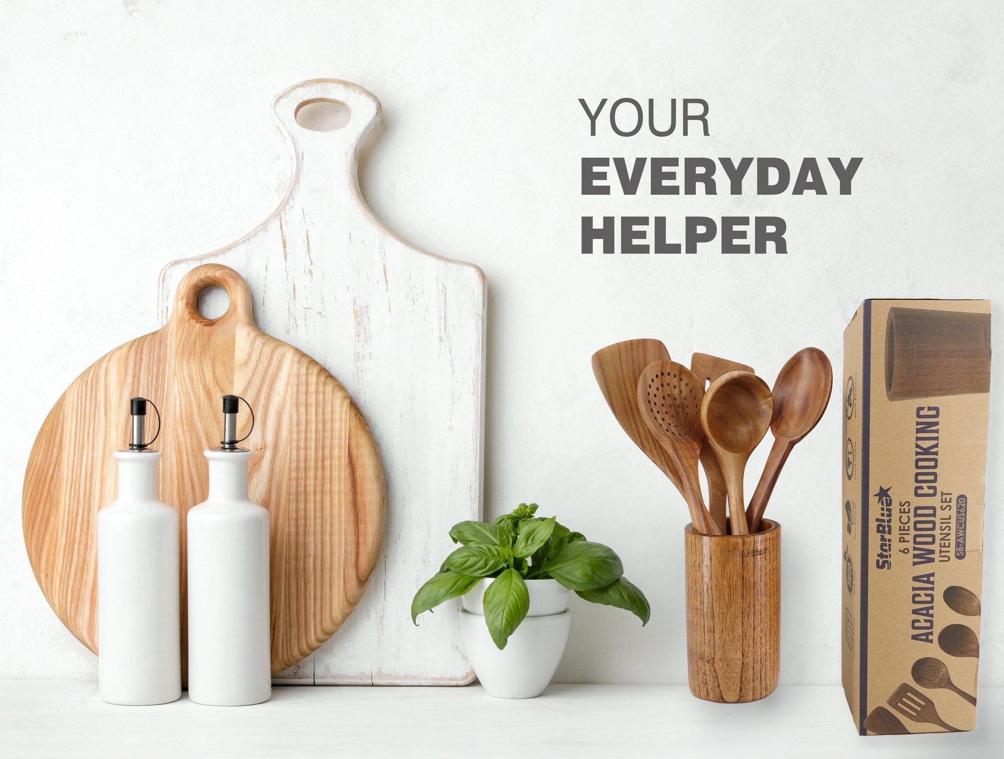6 Pieces Acacia Wooden Cooking Utensils Set