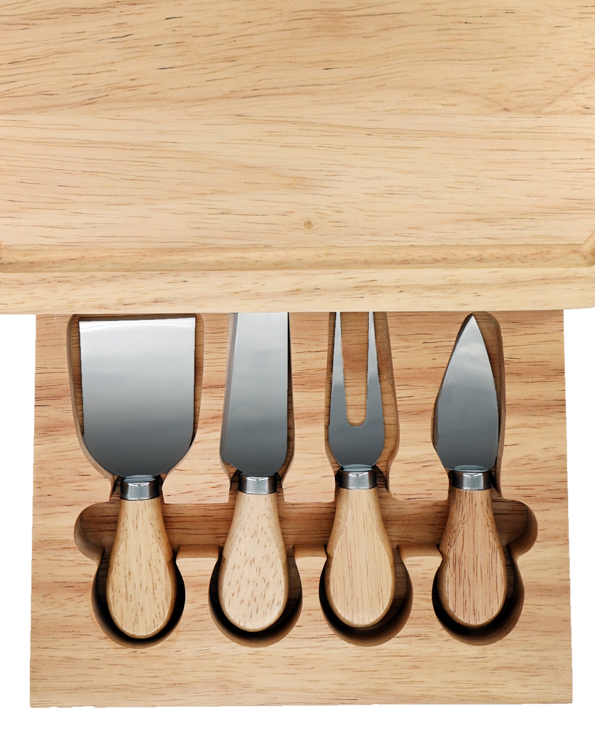 Cheese Board Set Large Size with 4 Knives and Slide Out Drawer