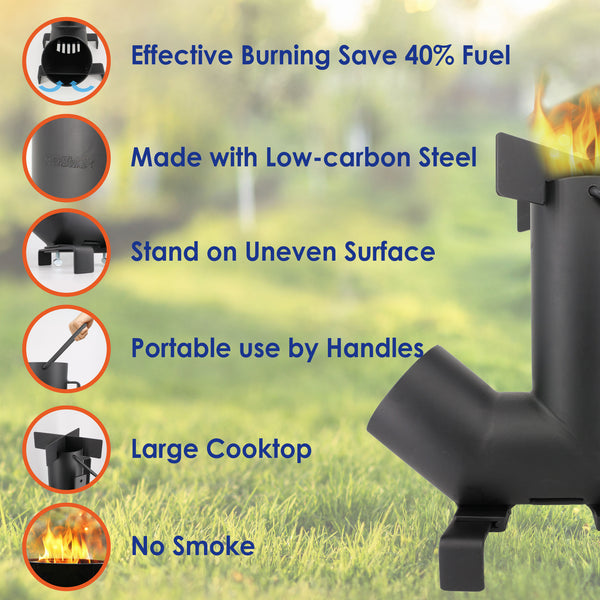 Camping Rocket Stove with Free Carrying Bag