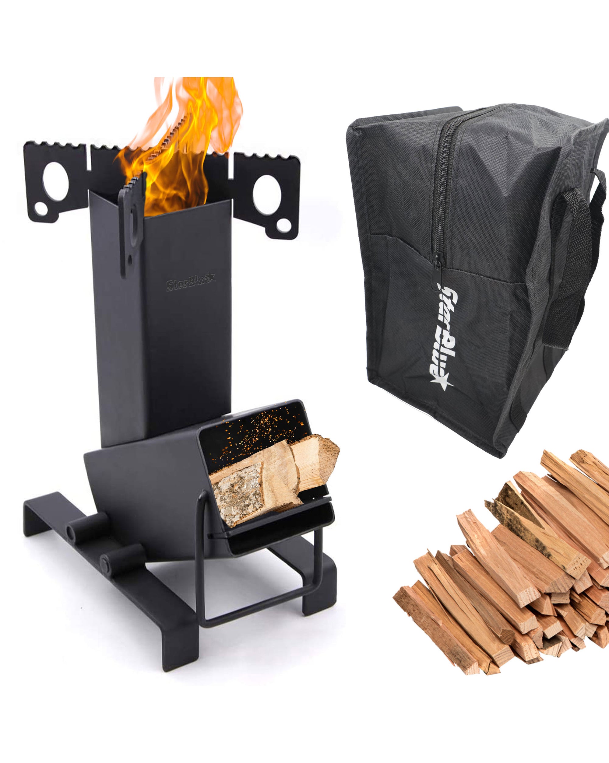 Collapsible Camping Rocket Stove with Free Carrying Bag